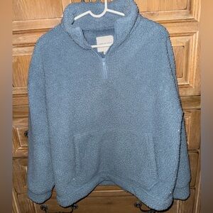 Blue Sherpa Oversized American Eagle QuarterZip